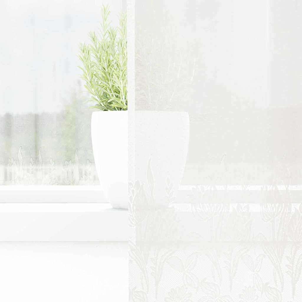 Spitzenvorhang mit Vorhängen Weiß 200 x 200 cm Polyester