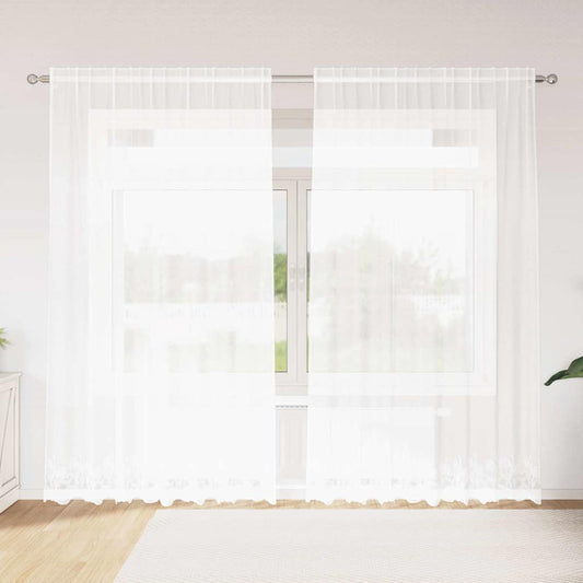 Vorhänge mit Vorhängen Floral Weiß 200 x 240 cm Polyester