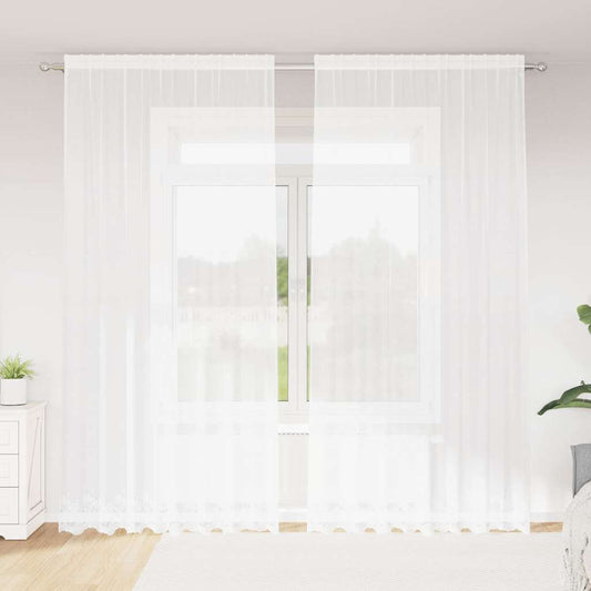 Vorhänge mit Vorhängen Floral Weiß Polyester