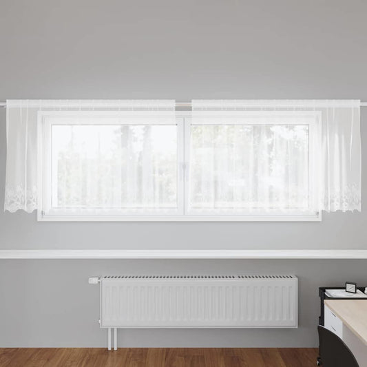 Vorhänge mit Vorhängen Floral Weiß 300 x 80 cm Polyester