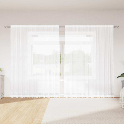 Vorhänge mit Vorhängen Floral Weiß 300 x 240 cm Polyester