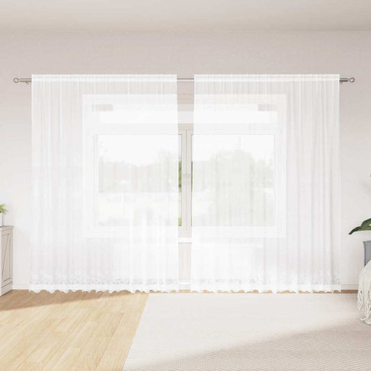 Vorhänge mit Vorhängen Floral Weiß 300 x 240 cm Polyester