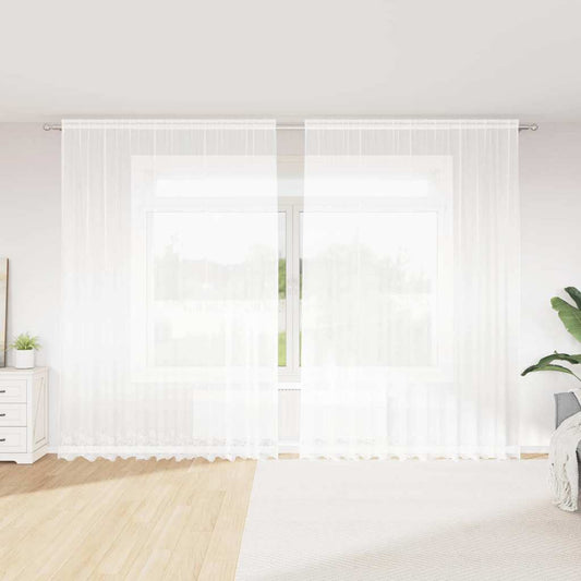 Vorhänge mit Vorhängen Floral Weiß 300 x 300 cm Polyester
