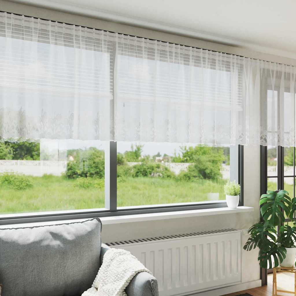 Vorhänge mit Vorhängen Floral Weiß 400 x 120 cm Polyester