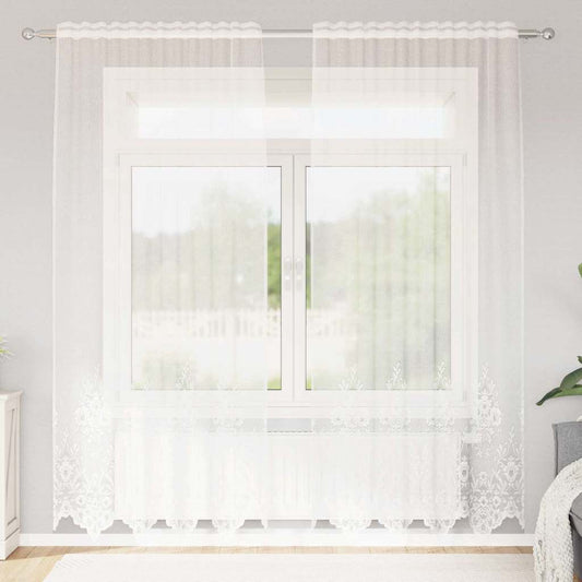 Vorhänge mit Vorhängen Floral Weiß 150 x 240 cm Polyester