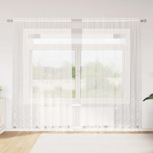 Vorhänge mit Vorhängen Floral Weiß 200 x 200 cm Polyester