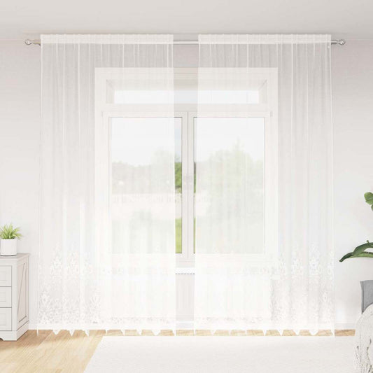 Vorhänge mit Vorhängen Floral Weiß 200 x 280 cm Polyester