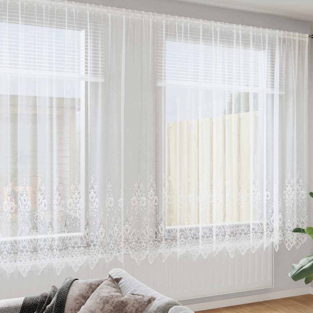 Vorhänge mit Vorhängen Floral Weiß 400 x 200 cm Polyester