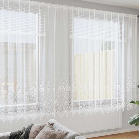 Vorhänge mit Vorhängen Floral Weiß 600 x 240 cm Polyester