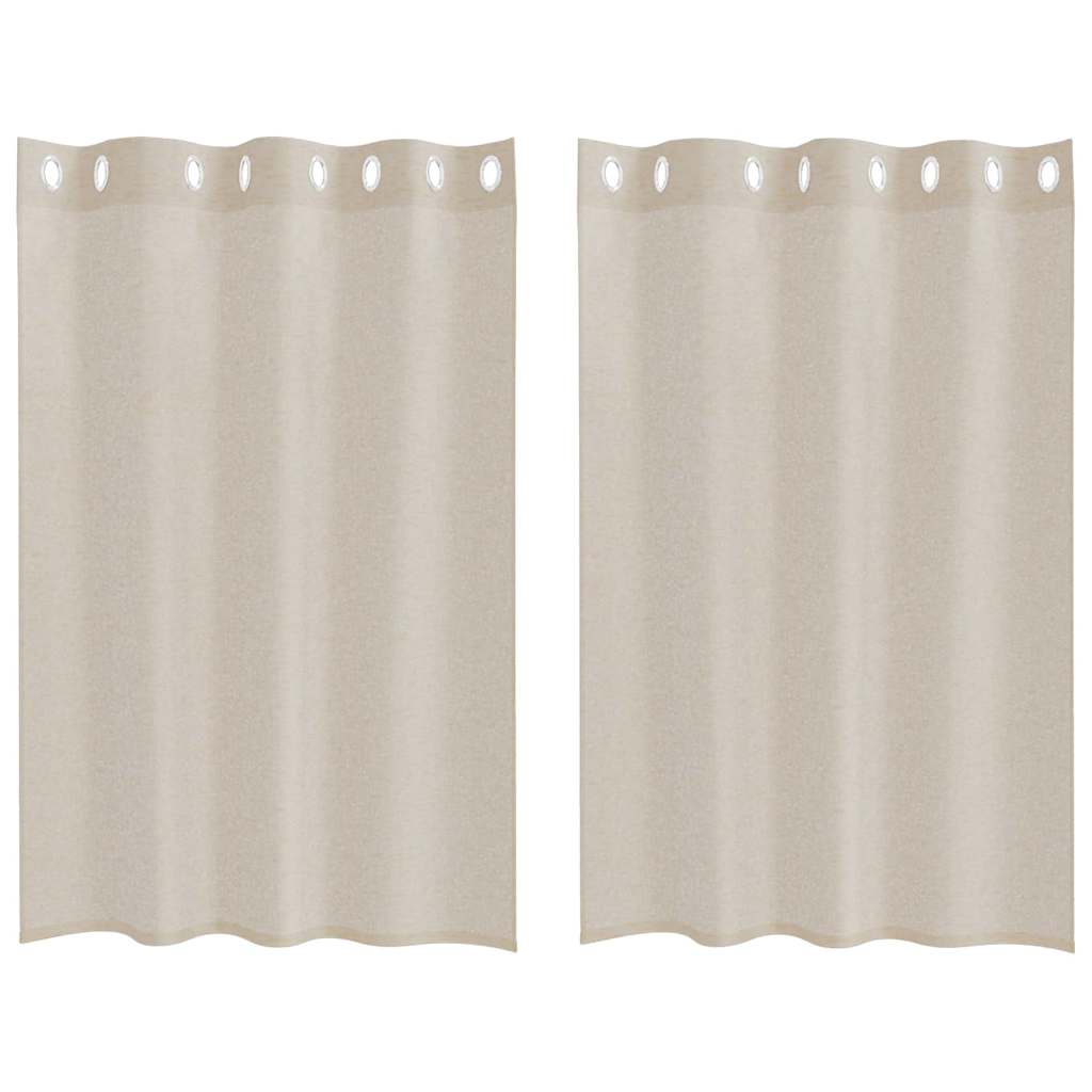 Vorhänge mit Vorhängen 2 pcs Sandfarbe Polyester