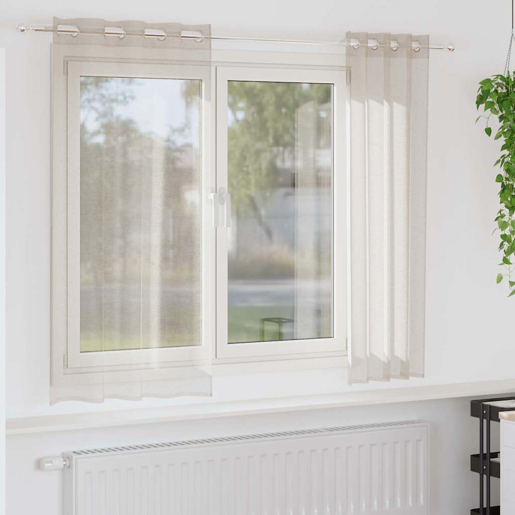 Vorhänge mit Vorhängen 2 pcs Sandfarbe Polyester