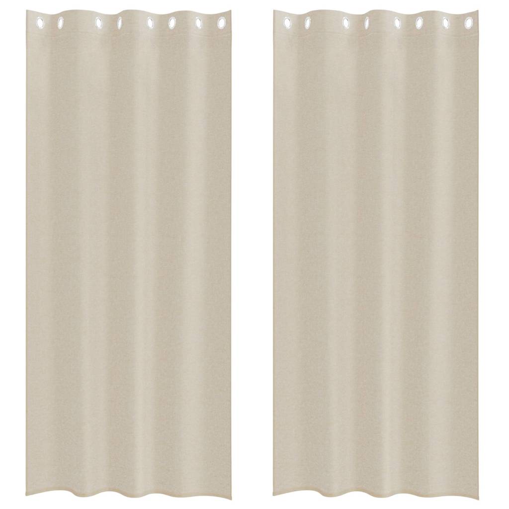 Vorhänge mit Vorhängen 2 pcs Sandfarbe Polyester