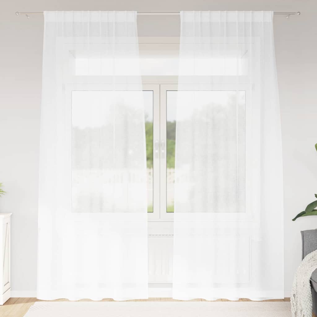 Vorhänge mit Vorhängen 2 pcs Weiß Polyester