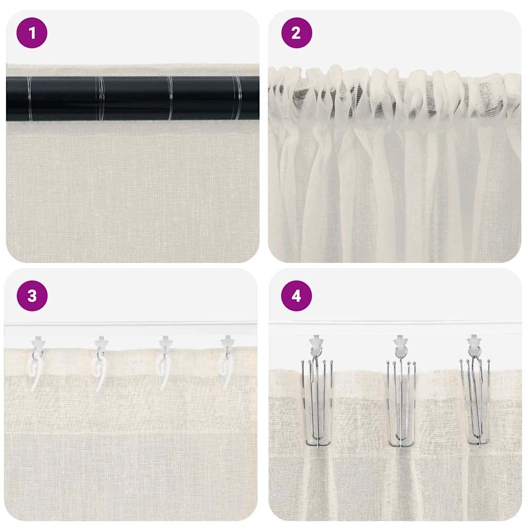 Vorhänge mit Vorhängen 2 pcs Cremefarben Polyester