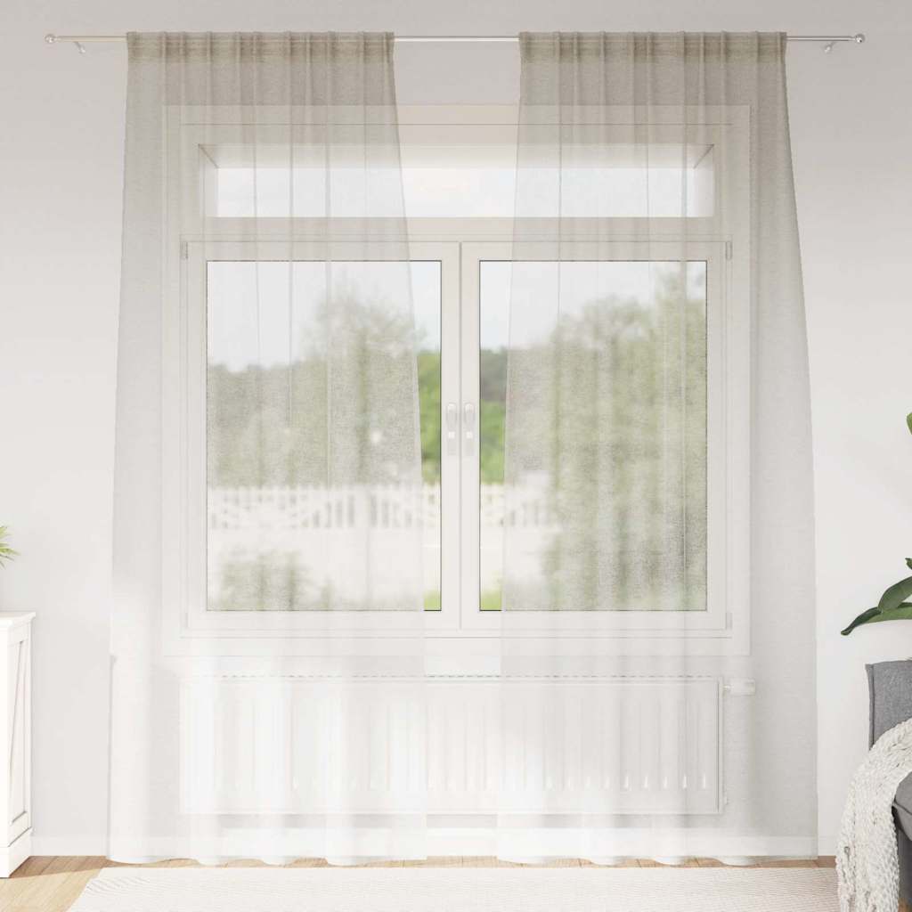 Vorhänge mit Vorhängen 2 pcs Cremefarben Polyester