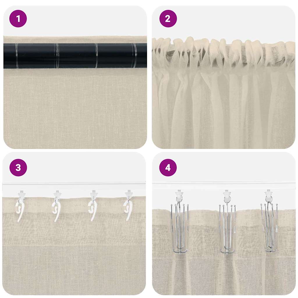 Vorhänge mit Vorhängen 2 pcs Sand Polyester