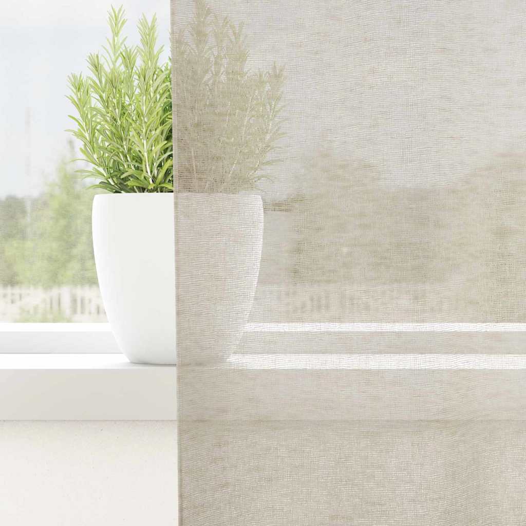 Vorhänge mit Vorhängen 2 pcs Sand 140x175cm Polyester