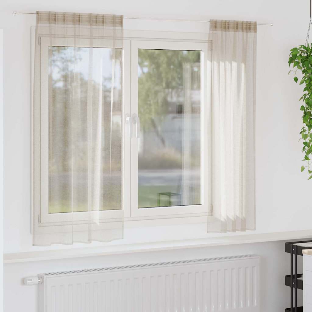 Vorhänge mit Vorhängen 2 pcs Sand Polyester