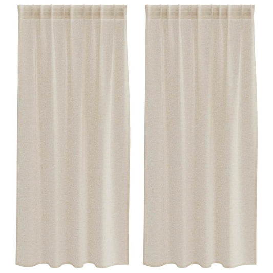 Vorhänge mit Vorhängen 2 pcs Sand 140x175cm Polyester