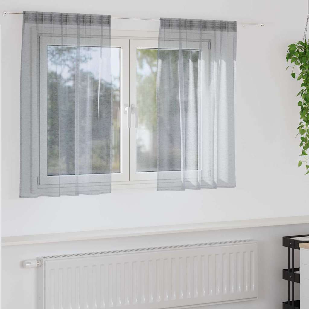Vorhänge mit Vorhängen 2 pcs Dunkelgrau Polyester