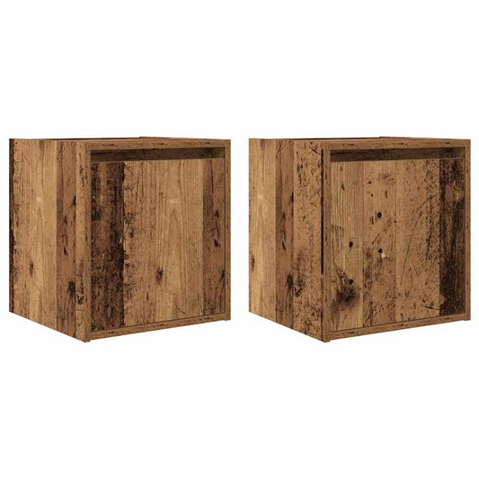 Wand-Nachttische 2 Stk. Altholz-Optik 38x34x40 cm