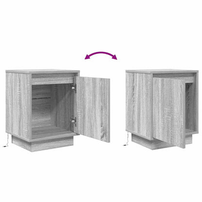 Nachttisch mit LED-Leuchten Grau Sonoma 38x34x50 cm