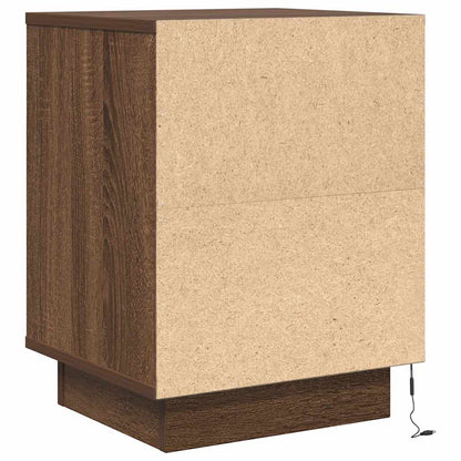Nachttisch mit LED-Leuchten Braun Eichen-Optik 38x34x50 cm