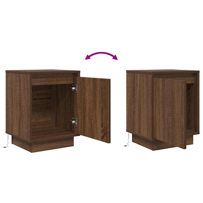 Nachttisch mit LED-Leuchten Braun Eichen-Optik 38x34x50 cm