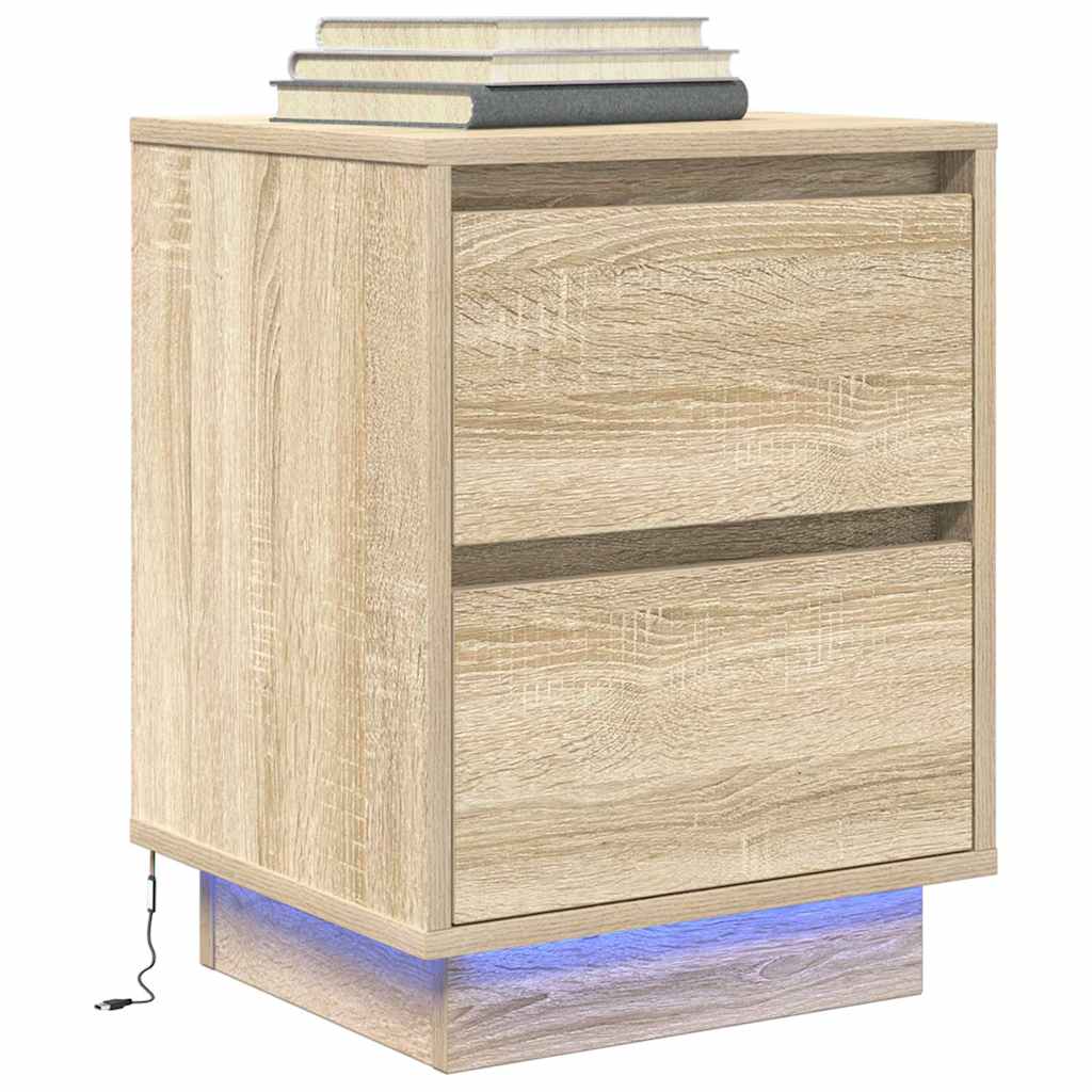 Nachttisch mit LED-Leuchten Sonoma-Eiche 38x34x50 cm