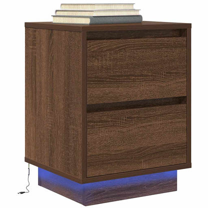 Nachttische mit LED-Leuchten 2 Stk. Braun Eichen-Optik