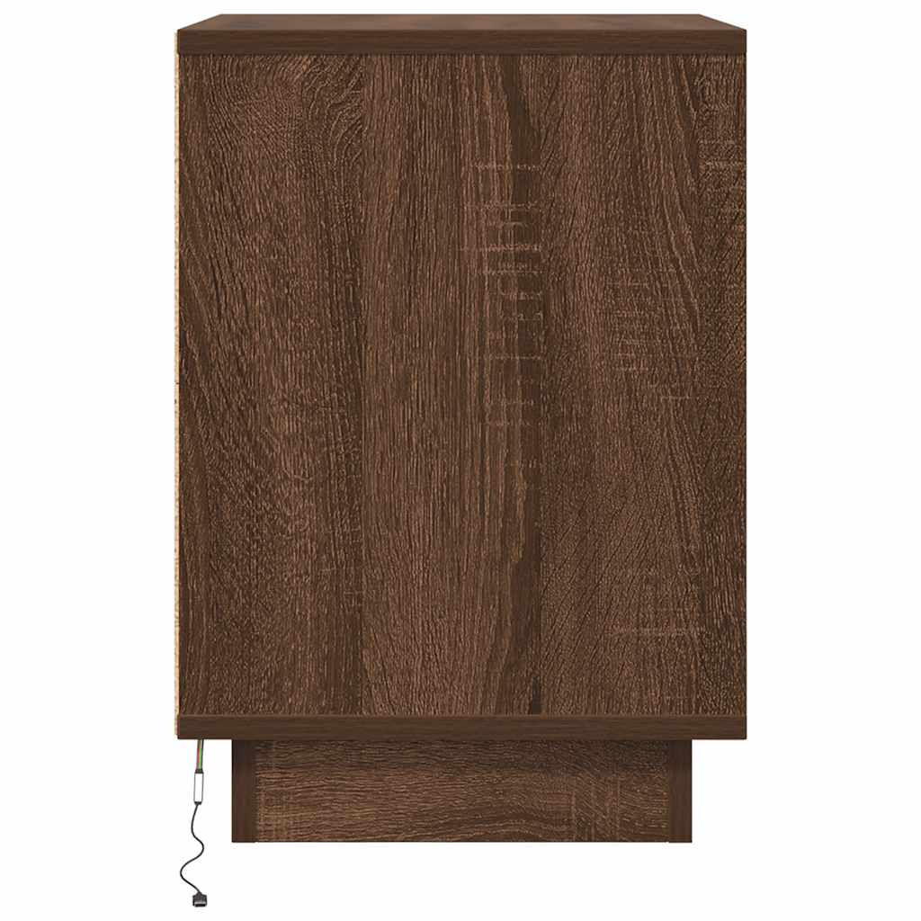 Nachttische mit LED-Leuchten 2 Stk. Braun Eichen-Optik