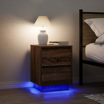 Nachttische mit LED-Leuchten 2 Stk. Braun Eichen-Optik