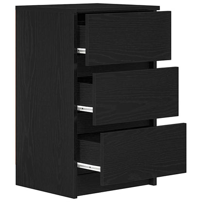Nachttisch mit 3 Schubladen Schwarz 39x35x65 cm