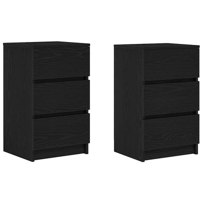 Nachttische mit 3 Schubladen 2 Stk. Schwarz 39x35x65 cm