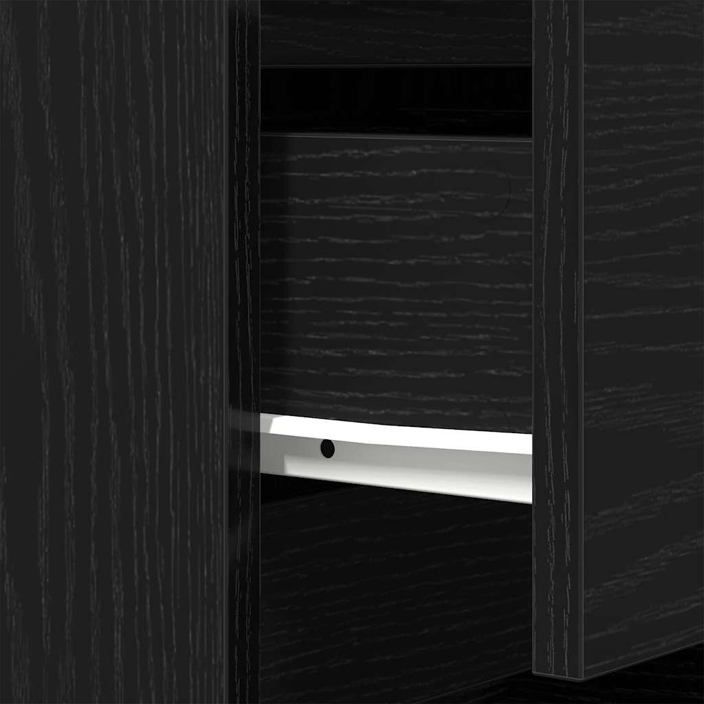 Nachttische mit 3 Schubladen 2 Stk. Schwarz 39x35x65 cm