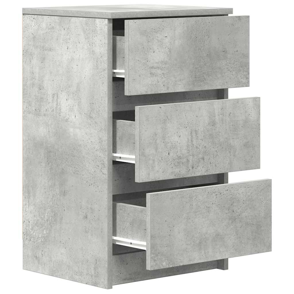 Nachttisch mit 3 Schubladen Betongrau 39x35x65 cm