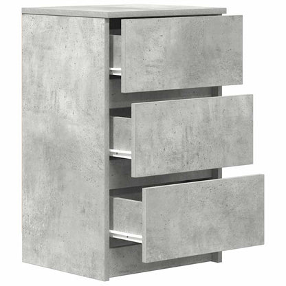 Nachttische mit 3 Schubladen 2 Stk. Betongrau 39x35x65 cm
