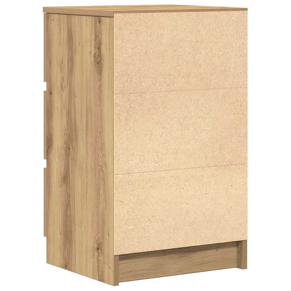 Nachttisch mit 3 Schubladen Artisan-Eiche 39x35x65 cm