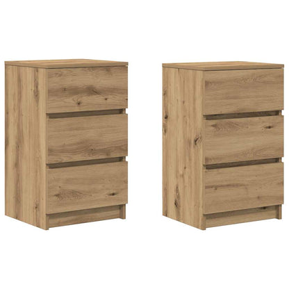 Nachttische mit 3 Schubladen 2 Stk. Artisan-Eiche 39x35x65 cm