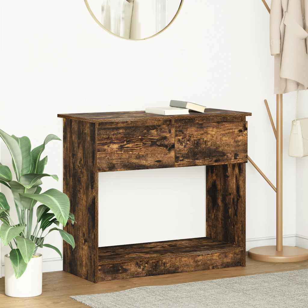 Konsolbord med skuffer røget eg 85,5x38,5x74,5 cm