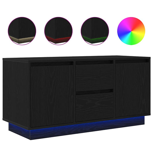 TV-Schrank mit LED-Leuchten Schwarz Eichen-Optik 100x41x50 cm