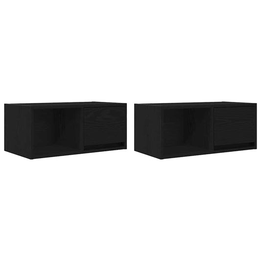 TV-Schränke 2 Stk. Schwarz Eichen-Optik 60x31x25,5 cm