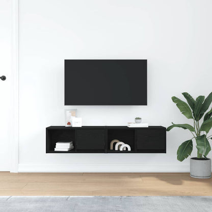 TV-Schränke 2 Stk. Schwarz Eichen-Optik 60x31x25,5 cm
