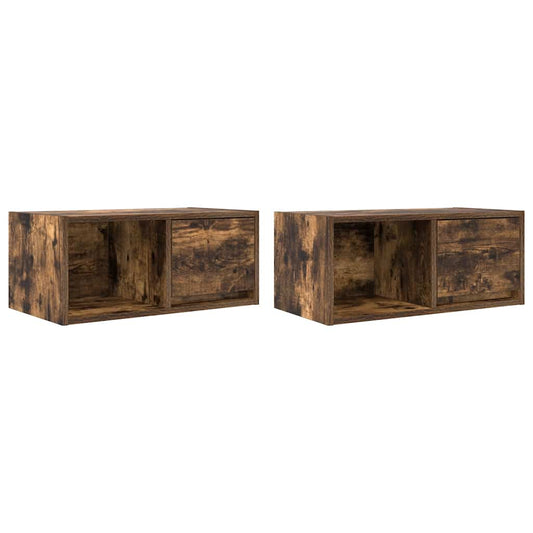 TV-Schränke 2 Stk. Räuchereiche 60x31x25,5 cm Holzwerkstoff