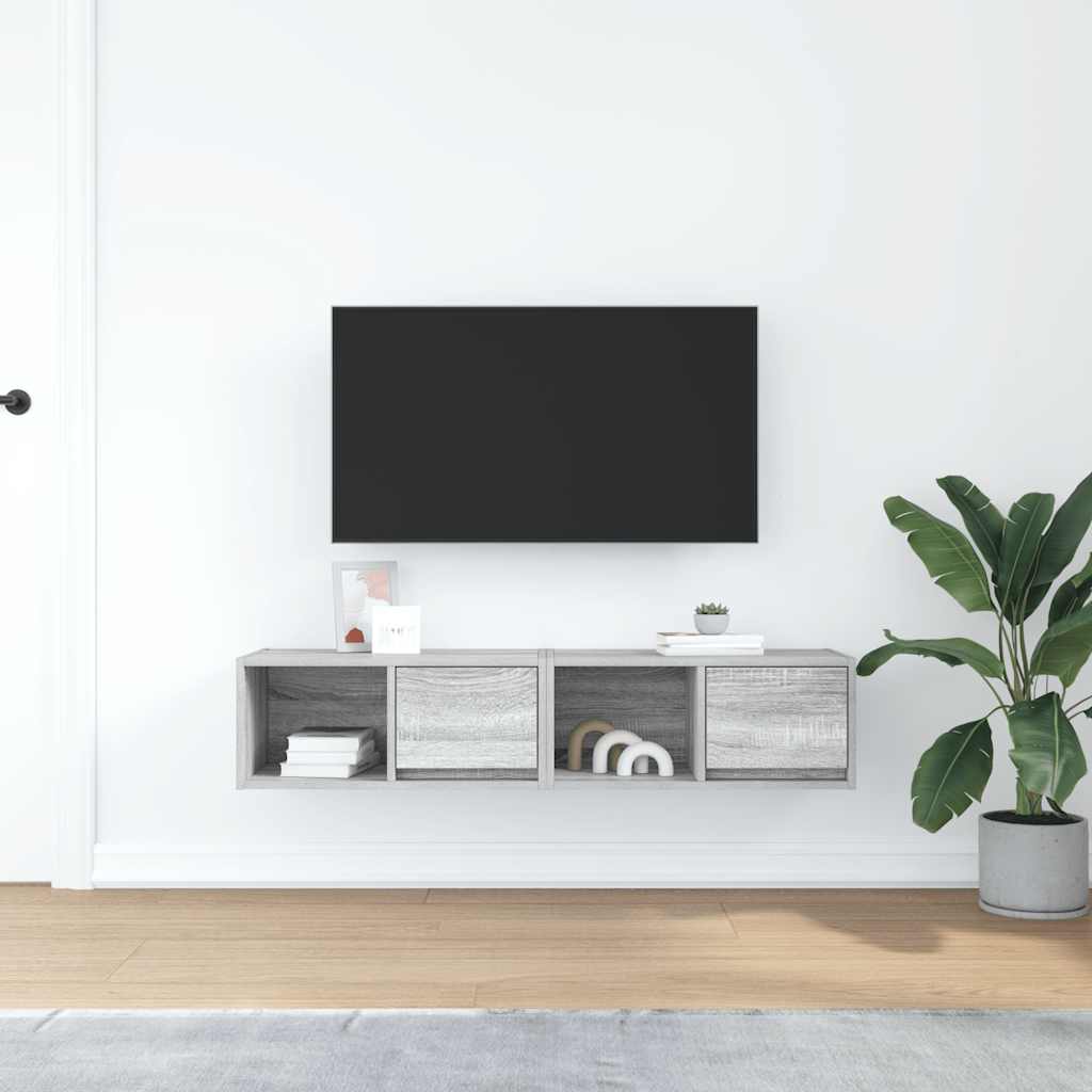 TV-Schränke 2 Stk. Grau Sonoma 60x31x25,5 cm Holzwerkstoff