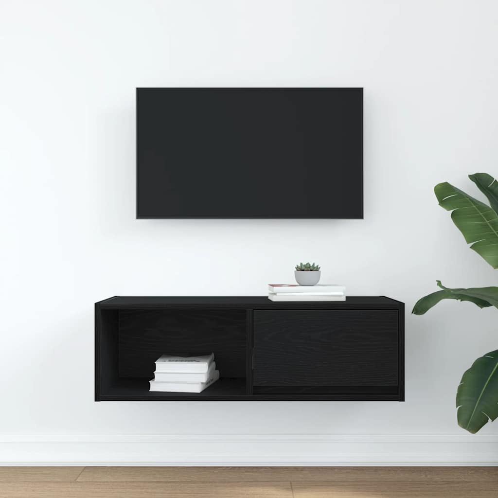 TV-Schrank Schwarz Eichen-Optik 80x31x25,5 cm Holzwerkstoff