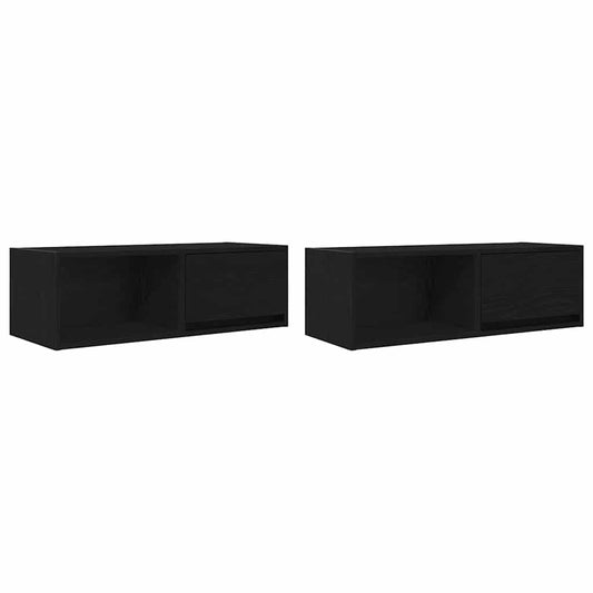 TV-Schränke 2 Stk. Schwarz Eichen-Optik 80x31x25,5 cm