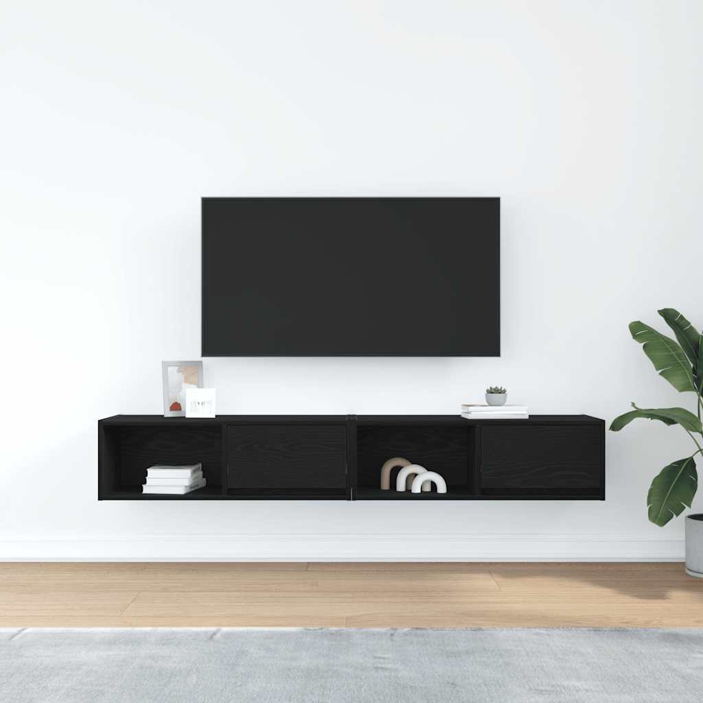 TV-Schränke 2 Stk. Schwarz Eichen-Optik 80x31x25,5 cm