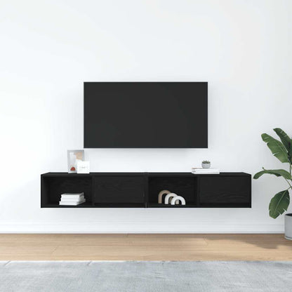 TV-Schränke 2 Stk. Schwarz Eichen-Optik 80x31x25,5 cm