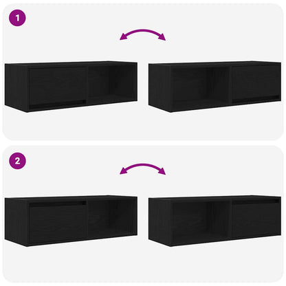 TV-Schränke 2 Stk. Schwarz Eichen-Optik 80x31x25,5 cm
